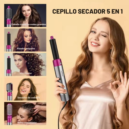 Cepillo Secador 5 en 1 – Cabello Perfecto en Minutos 💕