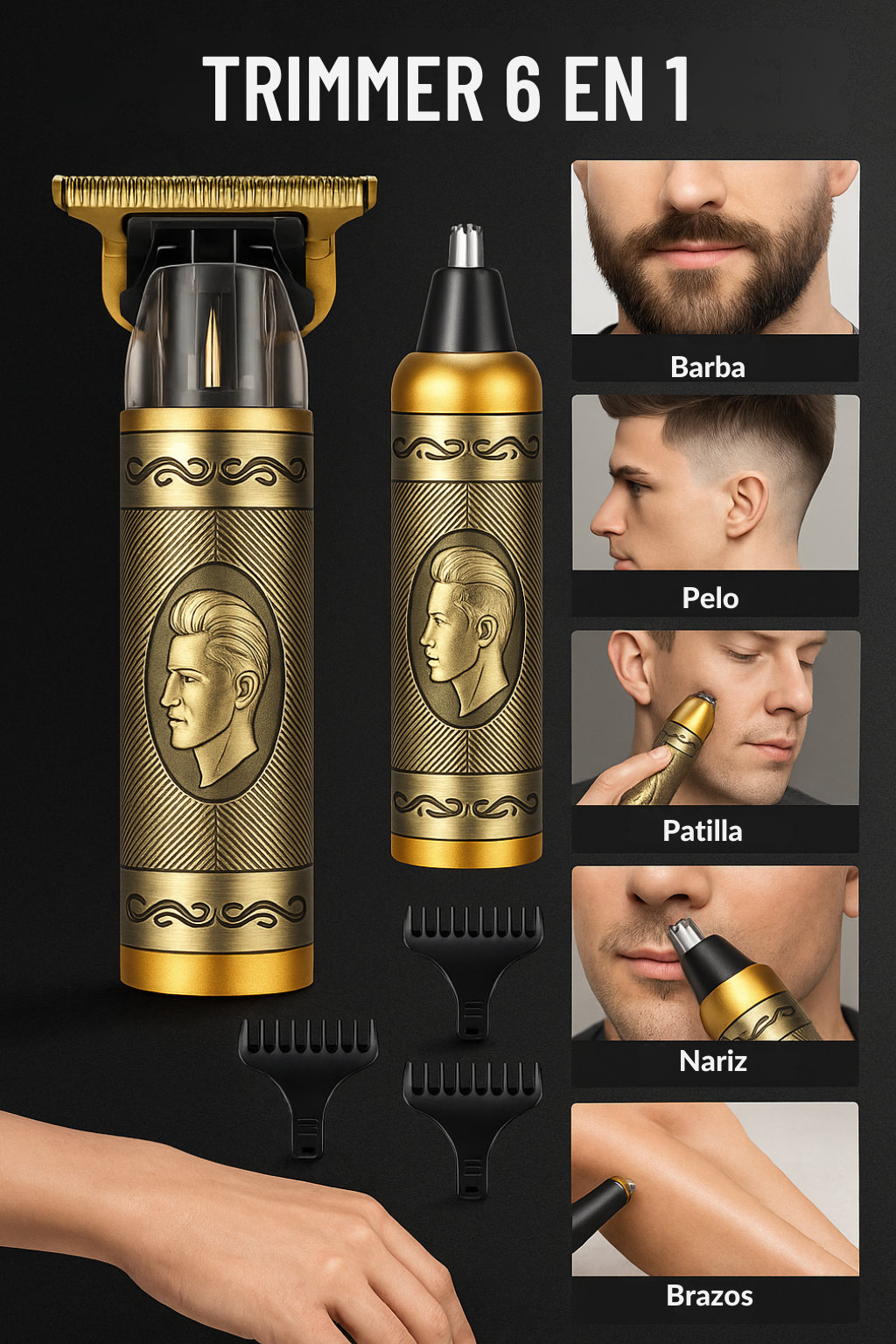 Afeitadora 6 en 1 (Barba, Cabello, Nariz, Patillas, Brazos y Piernas) - Trimmer 6 en 1