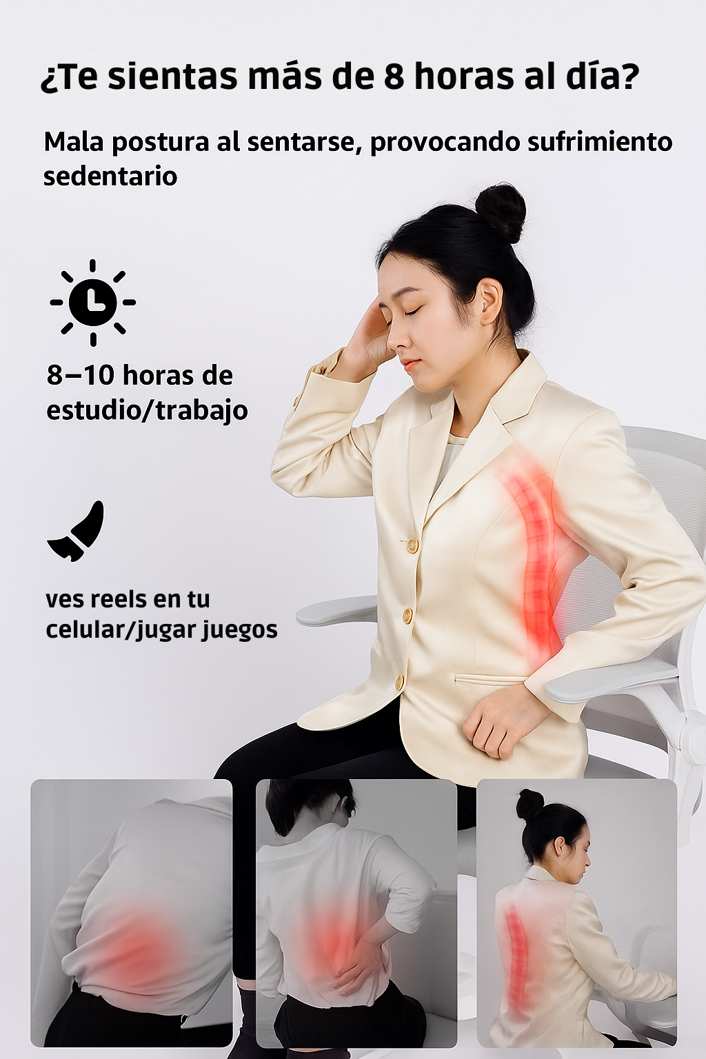 Almohadilla correctora de postura ¡Adiós al dolor Lumbar!