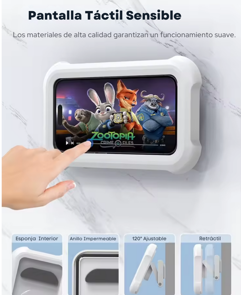 Soporte Impermeable 360° para Celular – Disfruta tus series y música mientras te duchas 🚿📱