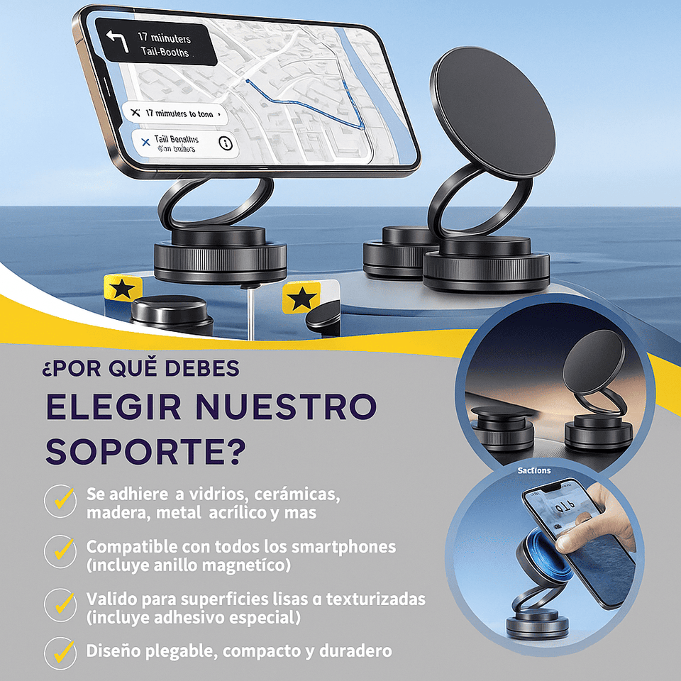 Soporte Magnético 360° ¡Seguridad y Estilo en un solo Producto! ¡BLACK FRIDAY! ANTES S/99.00 AHORA S/59.00+ 1 AÑO DE GARANTIA DE REGALO 🎁