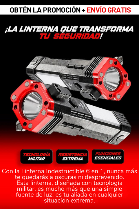Linterna Indestructible LED 6 en 1 ¡Nunca más a oscuras!