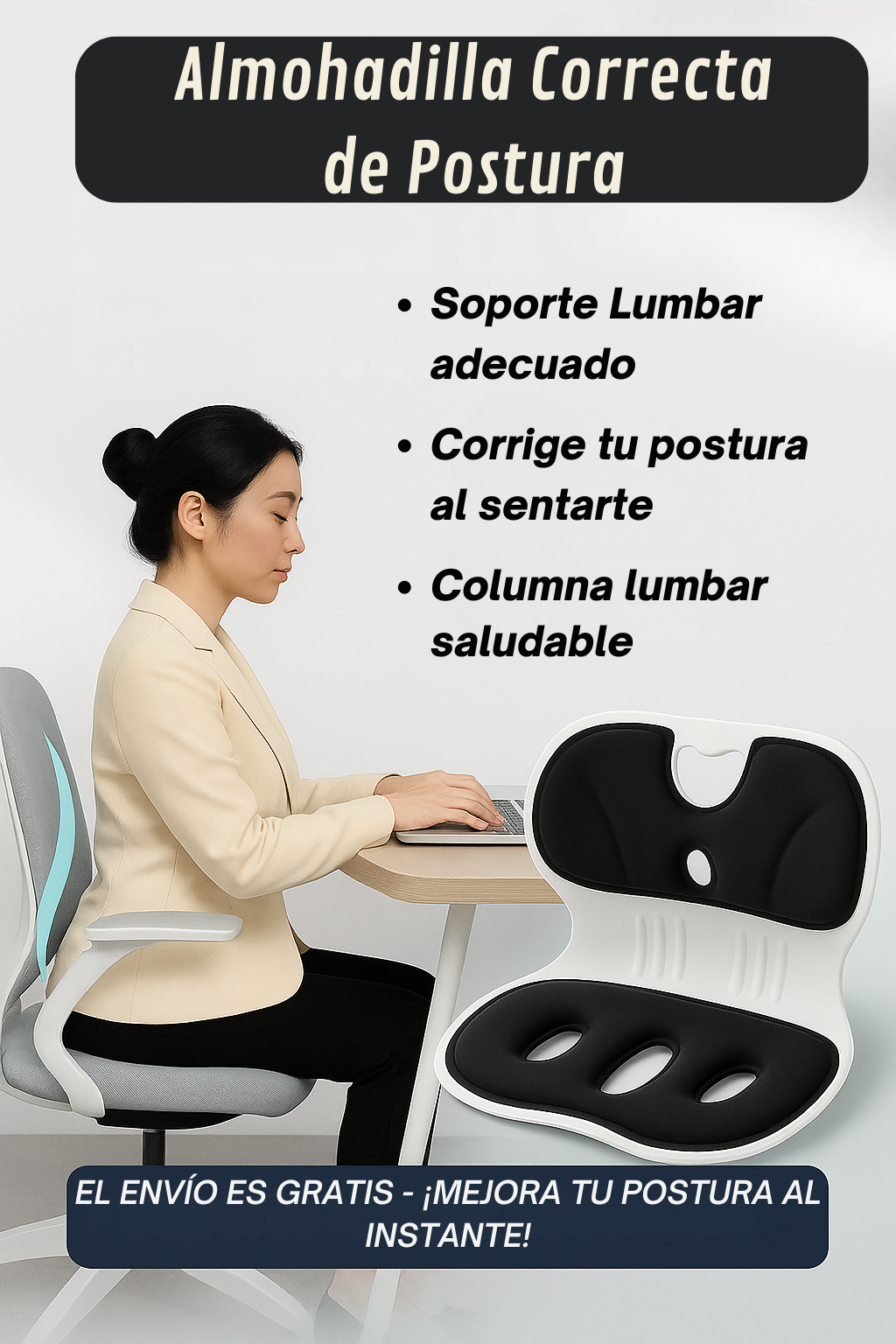 Almohadilla correctora de postura ¡Adiós al dolor Lumbar!