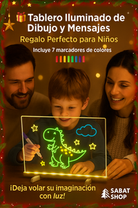 Tablero Iluminado de Dibujo LED - Pizarra Fluorescente con Soporte Ajustable y 7 Marcadores