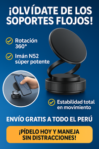 Soporte Magnético 360° ¡Seguridad y Estilo en un solo Producto! ¡BLACK FRIDAY! ANTES S/99.00 AHORA S/59.00+ 1 AÑO DE GARANTIA DE REGALO 🎁