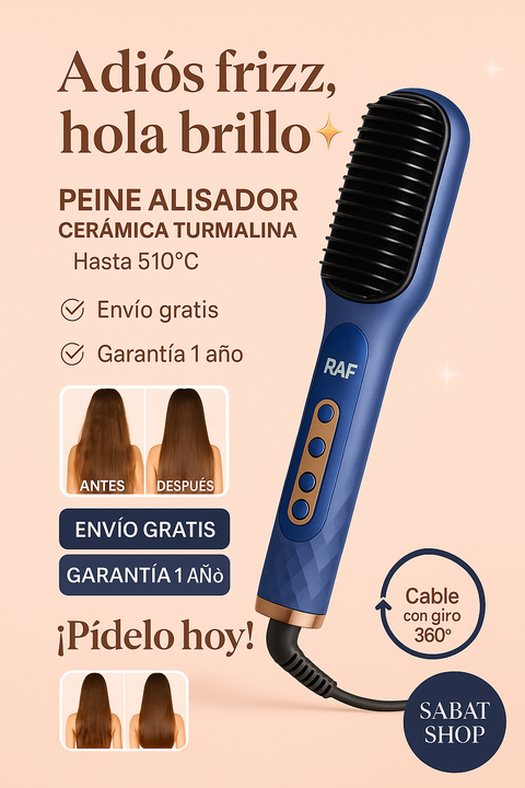 Liso y Brillante al Instante — Peine Alisador Premium Fórmula Americana  ¡BLACK FRIDAY! ANTES S/129.00 AHORA S/79.00 +  1 AÑO DE GRANTIA GRATIS 🎁