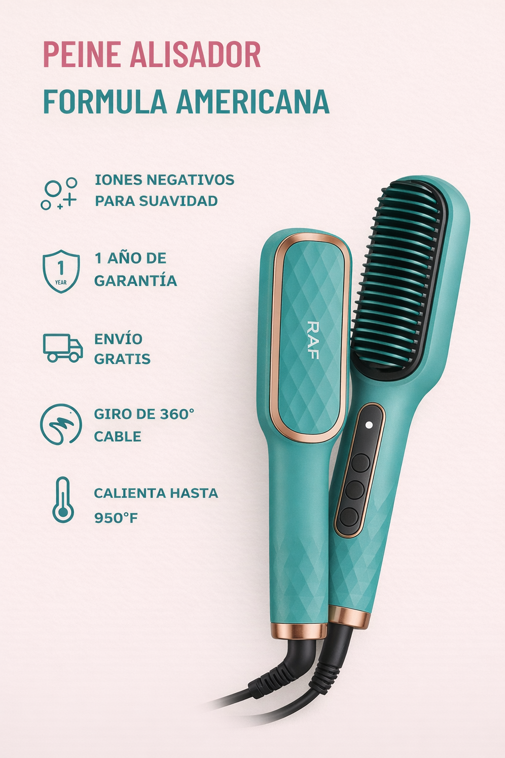 Peine Alisador Fórmula Americana ¡Liso y Brillante al Instante!