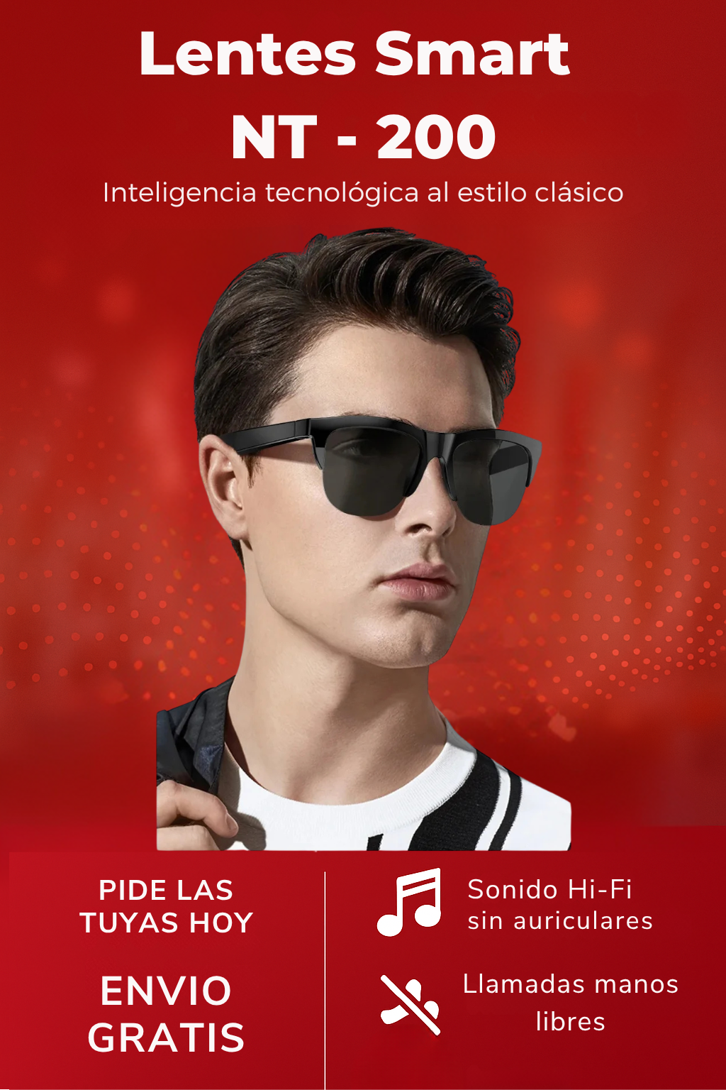 Lentes Smart NT - 200  ¡Inteligencia Tecnológica, estilo clásico! ¡CYBER WoW! Antes S/145.00 AHORA S/99.00 + Envío GRATIS 😎