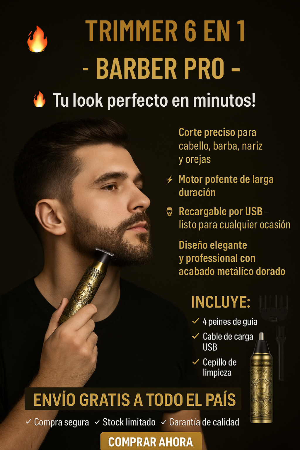 Afeitadora 6 en 1 (Barba, Cabello, Nariz, Patillas, Brazos y Piernas) - Trimmer 6 en 1