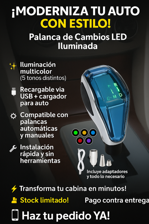 Palanca de Cambios LED Universal ¡Eleva tu auto a otro nivel!
